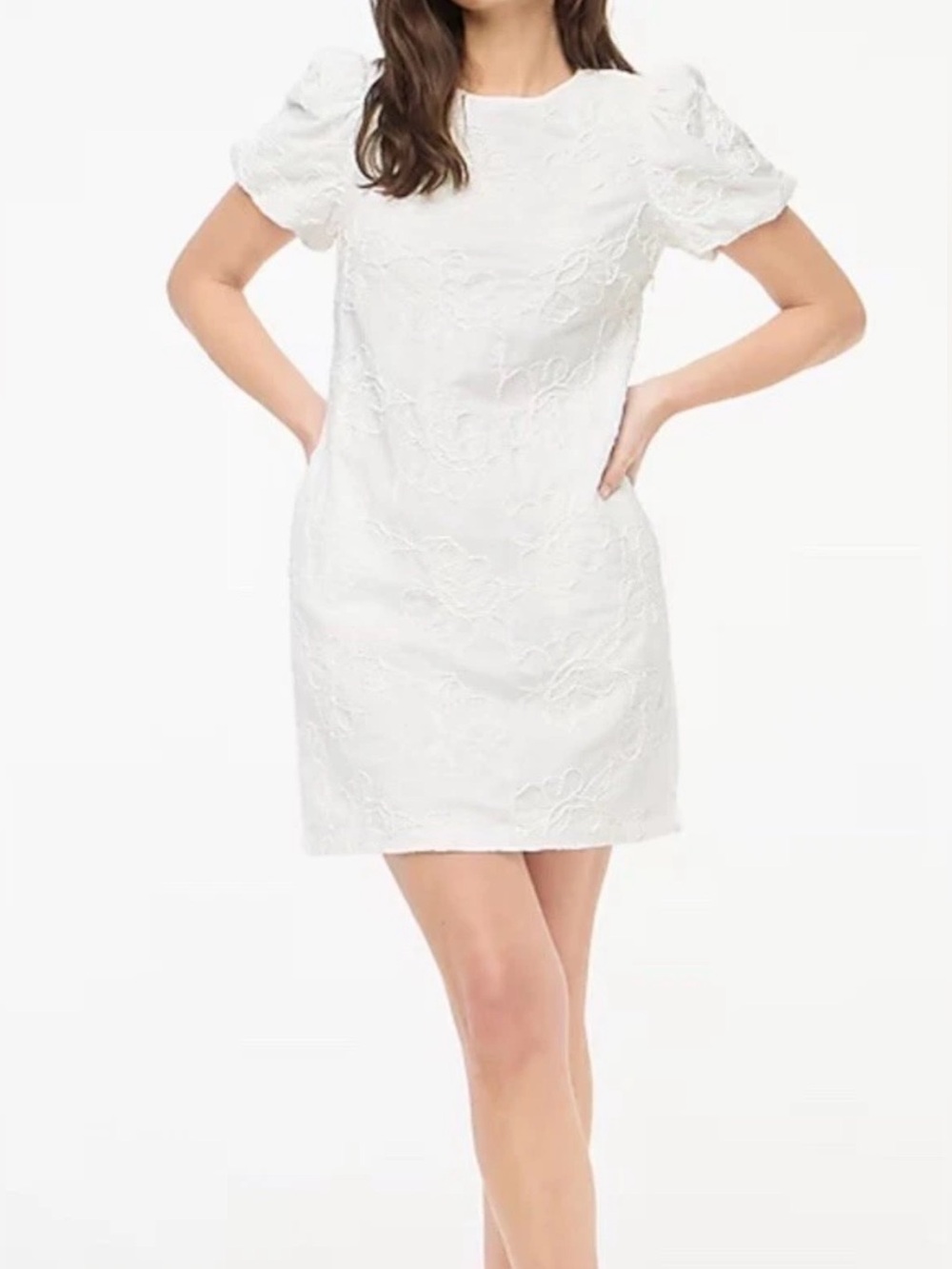 J. Crew White Floral Lace Mini Dress